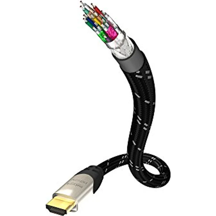 Inakustik Exzellenz II High Speed HDMI Kabel mit Ethernet 12,5m, Unterstützt HDMI 2.0a mit 18Gbps, Ultra HD 2160p, High Dynamic Range (HDR), Integrierter Repeater (ab 7,5m) - schwarz