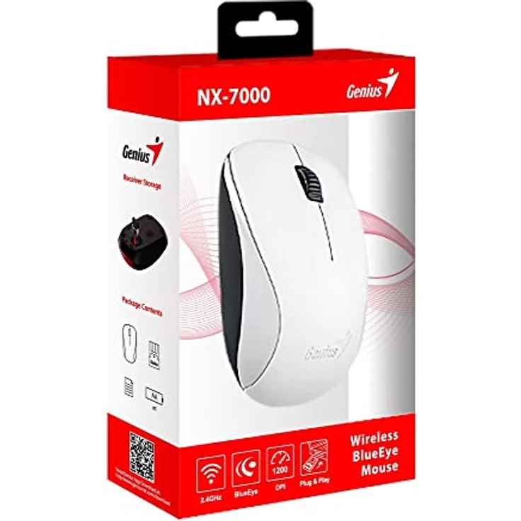 Genius Maus NX-7000 V2, Weiß, 1200 DPI, optisch, USB, PC – Bild 3