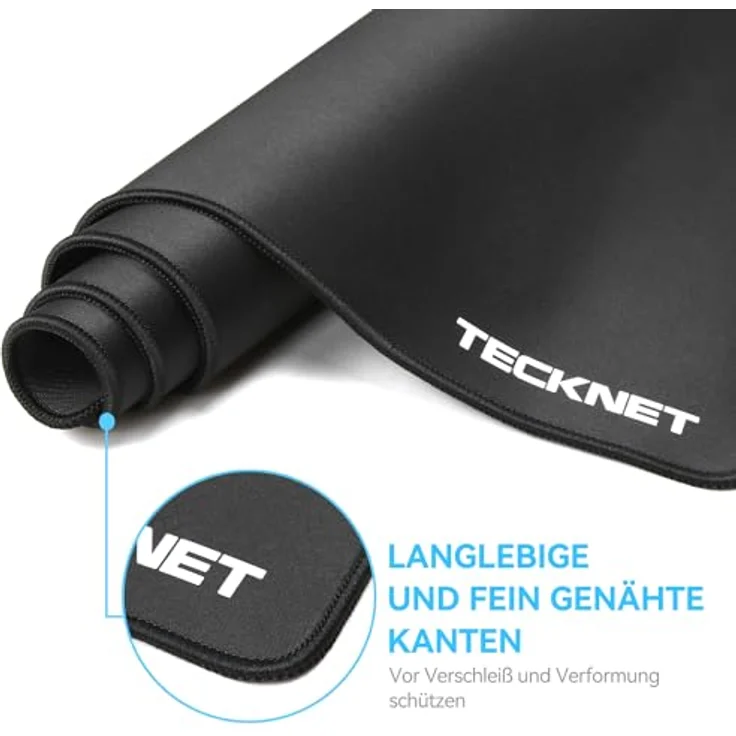 TECKNET Mauspad XXL Speed Gaming, 900x400 mm, Schwarz, Wasserdicht, rutschfeste Gummibasis, verbesserte Präzision und Geschwindigkeit – Bild 4