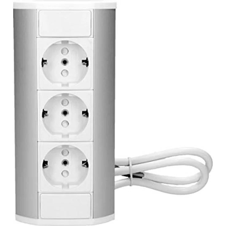 Orno Möbelsteckdose 3x2P + Z, Schuko Steckdosenleiste in Weiss und Silber, 0.60 m Länge, ideal für Smart Home – Bild 4