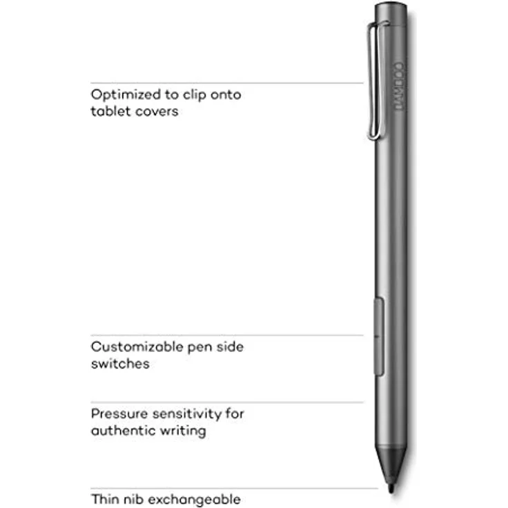 Wacom Bamboo Ink-Active Stylus (2. Generation, mit 4.096 Druckstufen zum natürlichen Schreiben & Anfertigen von Notizen auf stiftfähigen Touchscreen-Geräten mit Microsoft Windows 10) grau – Bild 4