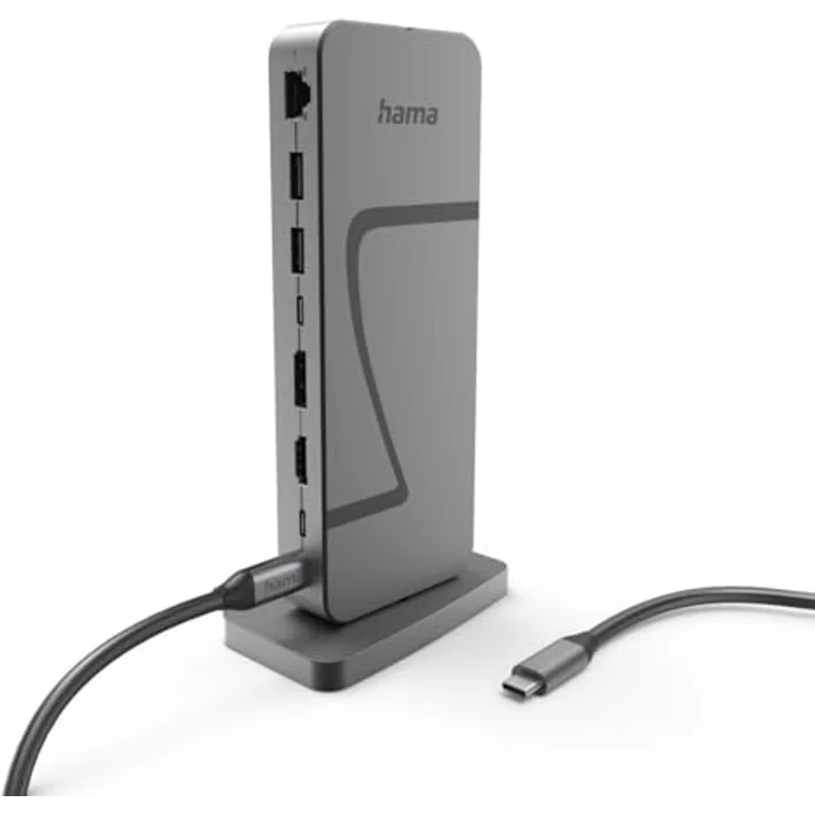HAMA Connect2Office Speed 8 Ports Docking Station, Grau mit 10 Anschlüssen, 8K Unterstützung und USB-C Ladefunktion – Bild 6