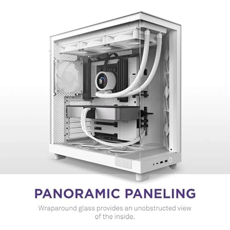 NZXT H6 Flow (ATX), PC Gehäuse, Weiss, innovatives Design mit Doppelkammer und Panoramaglas – Bild 7