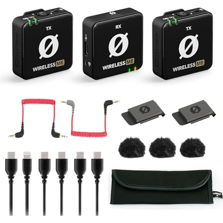 RØDE Wireless ME Dual Mikrofon Funksystem + 2X Interview GO Handadapter + 2X keepdrum Fell-Windschutz - Ideal für Videofilmer, Interviews und Podcasts – Bild 3