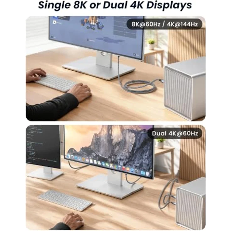 RAVIAD 40Gbps USB C Kabel, 2M, 240W Schnellladekabel, Thunderbolt 4, für 8K UHD Video und ultraschnelle Datenübertragung – Bild 3