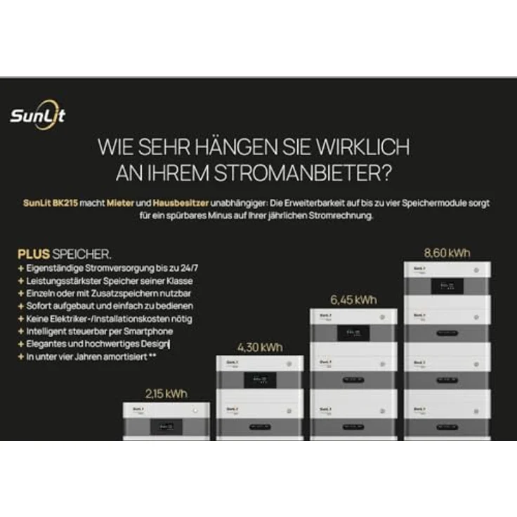 Sunlit Stromspeicher B215, 2150 Wh Solar Powerbank mit 2 MPPT und bis zu 1920 Watt Ausgangsleistung, erweiterbar für Balkonkraftwerke, Energie auch für die Nacht – Bild 6