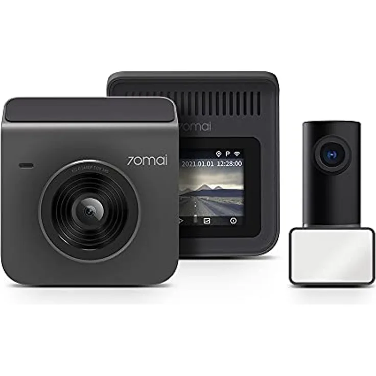 70mai Dual Dash Cam A400 + Rear Cam RC09, Quad HD 2560x1440p, 145º Weitwinkel, Grau