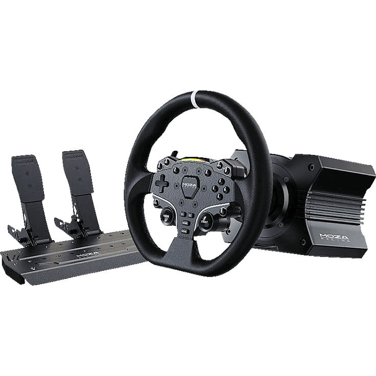 MOZA RACING RS21 R5 SET DD WHEELBASE ES WHEEL, Lenkrad- und Pedalset mit 5,5 Nm Drehmoment und 15-Bit-Encoder, Schwarz