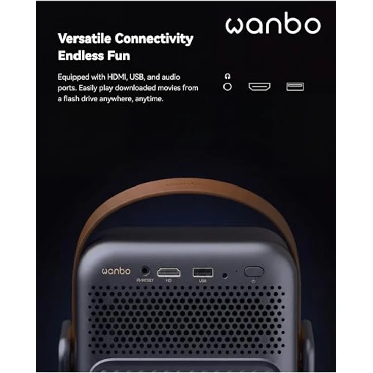 WANBO Beamer Togo Pro, Full HD LED Projektor mit 500 ANSI-Lumen, integriertem Lautsprecher, Autofokus und Google TV, 3,5 Stunden Akkulaufzeit – Bild 6