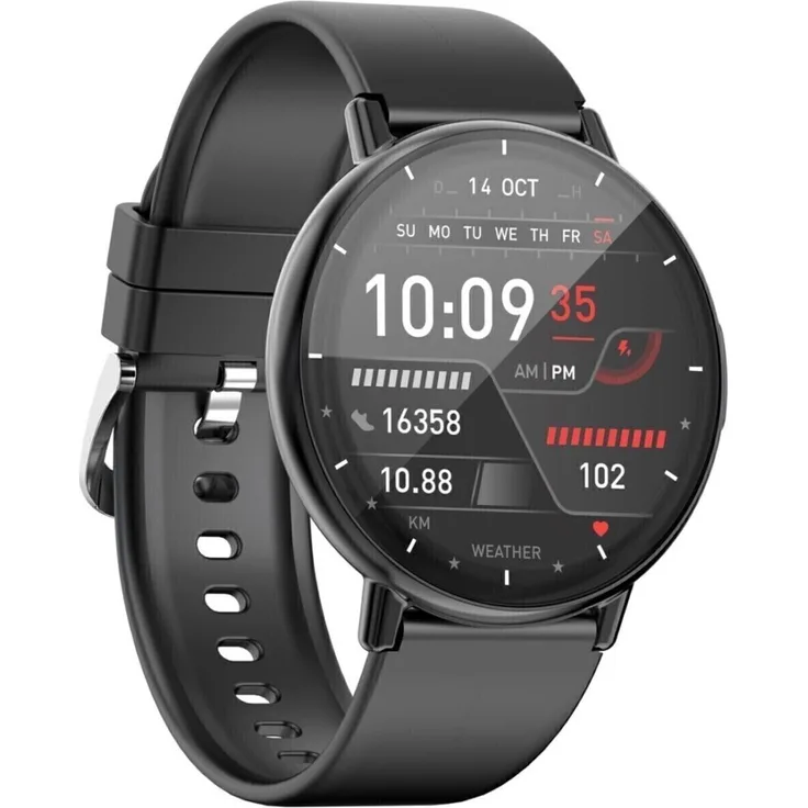 Aiwa SW-A800, Smartwatch mit 1,39 Zoll Touchscreen, IP67 Wasser- und Staubschutz, Blutdruckmessung, schwarz