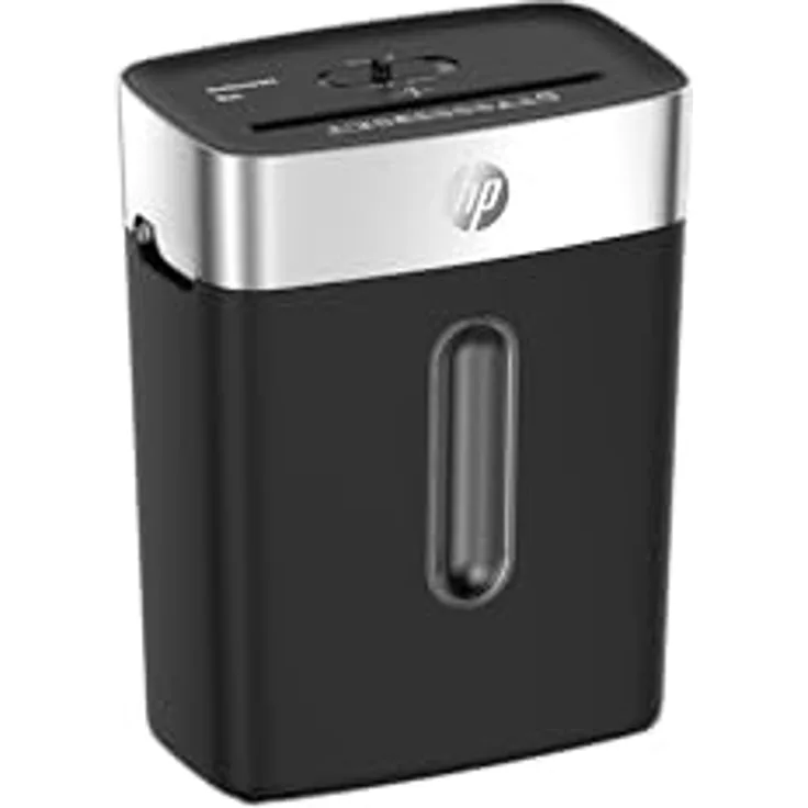 HP OneShred 8CC Black, Aktenvernichter, Sicherheitsstufe P-4, Cross Cut, 8 Blatt, 2826, schwarz/Silber, Partikelschnitt