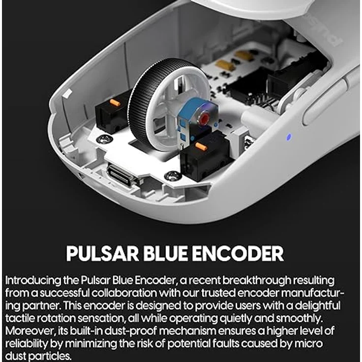 Pulsar Gaming Gears X2H Kabellose Gaming-Maus, ultraleicht, 54 g, symmetrisch, optischer Schalter, 2,4 GHz 1 ms, 26000 DPI, PAW3395 Sensor (Medium, kabellos, weiß) – Bild 4