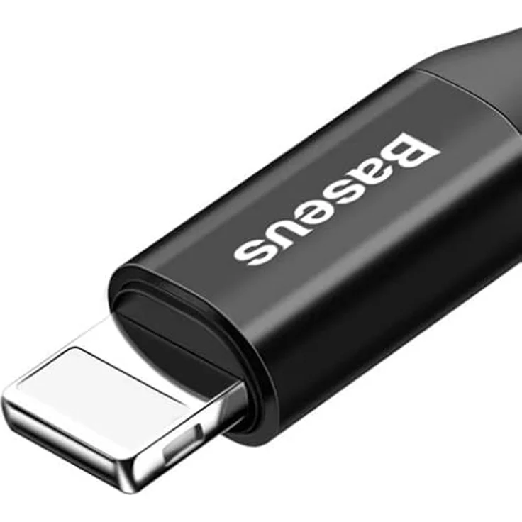Baseus Fish Eye Spring USB-A auf Lightning Datenkabel, 1m, 2A, verstärkter Anschluss, Nylongeflecht, schwarz – Bild 4