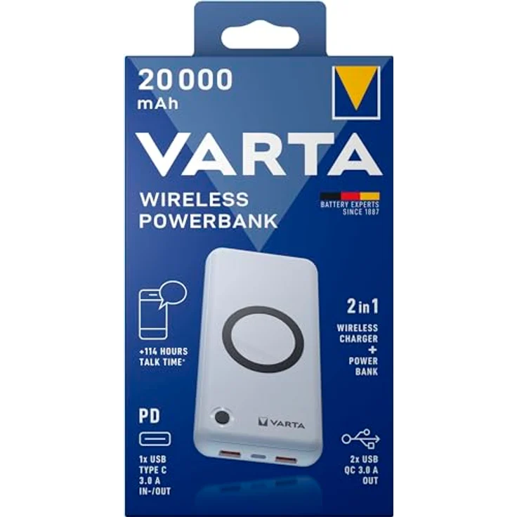 VARTA Zusatzakku Wireless Power Bank, 20.000 mAh, weiß – Bild 3
