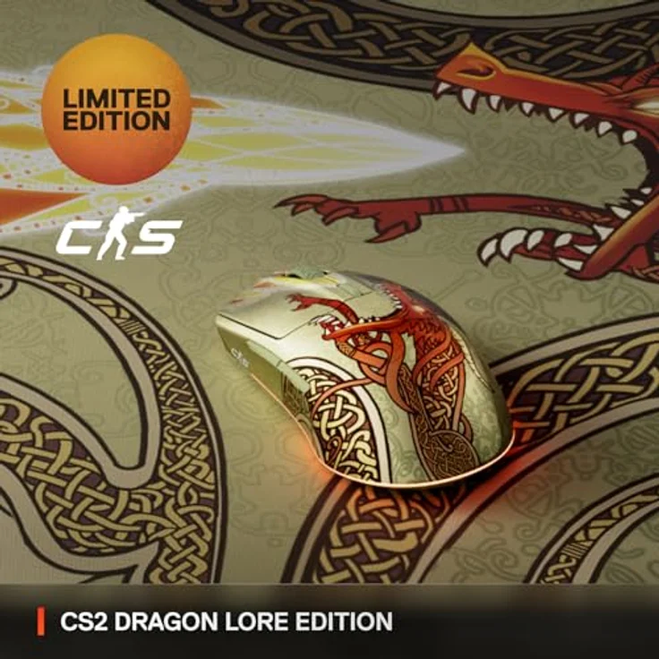 SteelSeries CS2 Dragon Lore Edition, Wireless Gaming-Maus mit 18K DPI TrueMove Air Sensor, 200 Stunden Akkulaufzeit, 80 Millionen Klicks, 2,4 GHz + Bluetooth – Bild 2