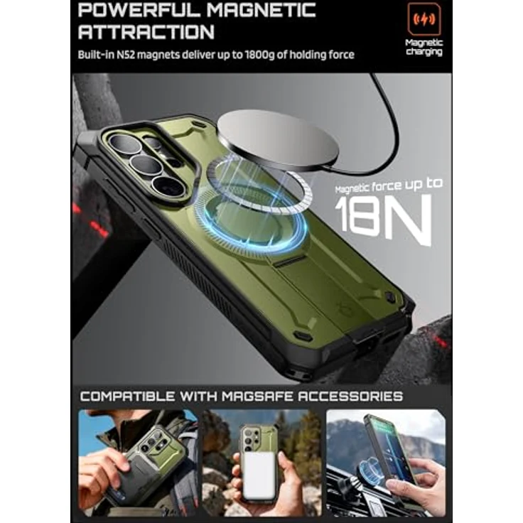 SUPCASE UBPro Mag Hülle für Samsung Galaxy S26 Ultra, Outdoor Handyhülle mit MagSafe, zwei Vorderseiten (mit und ohne Displayschutz), Grün – Bild 4