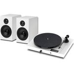 Pro-Ject Juke Box E1 HiFi Set, Audiophiles Plattenspielersystem mit Lautsprechern, BT Streaming, Line Input, Fernbedienung (Weiß)