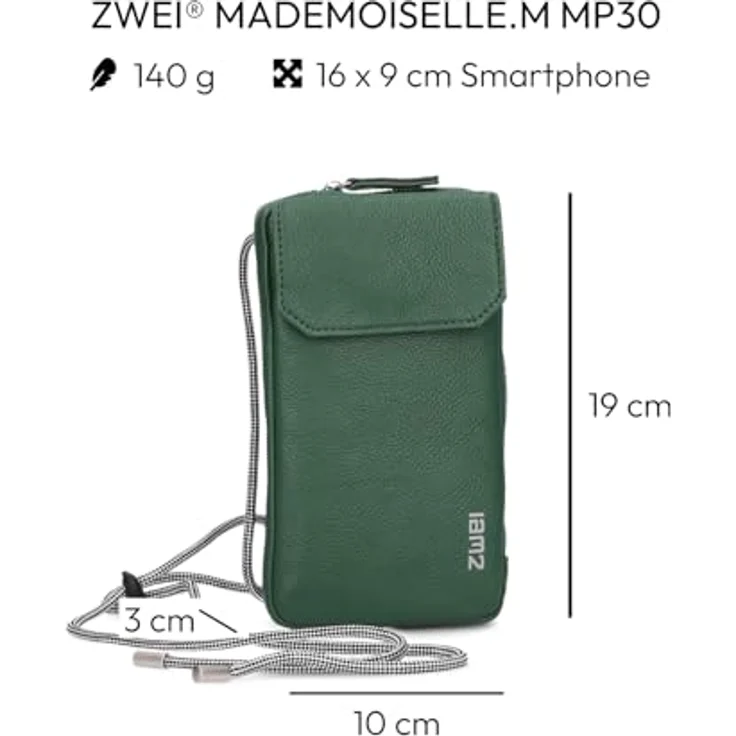 Zwei Mademoiselle.M Handytasche, 10 cm x 3 cm x 19 cm, 100% Polyurethan, grün – Bild 2