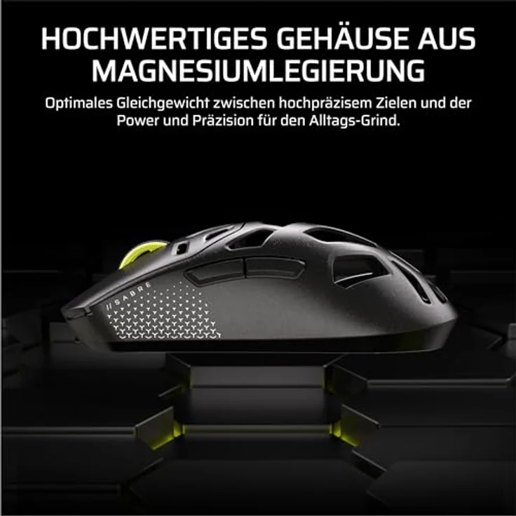 Corsair Sabre v2 PRO, Kabellose MG FPS-Gaming-Maus mit 33.000 DPI Marksman S-Sensor, 8.000Hz Hyper-Polling, langlebigem Magnesium-Gehäuse, bis zu 120 Stunden Akkulaufzeit – Schwarz – Bild 3