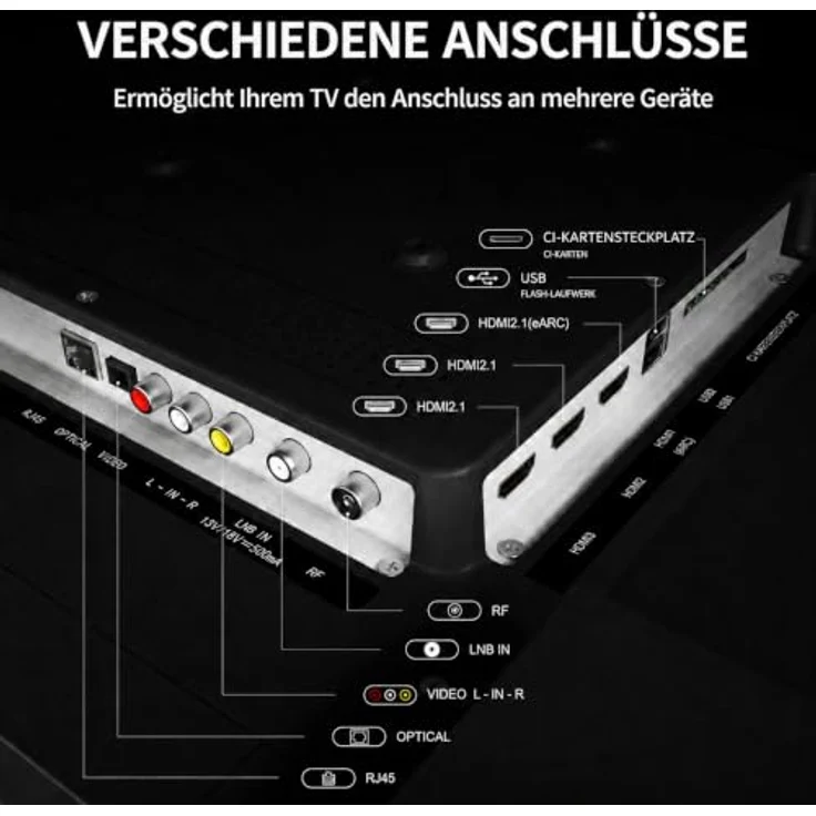 Koorui K55Q1UQ-T8, 55 Zoll QLED 4K Ultra HD Smart TV mit Tizen, Sprachsteuerung, HDMI x3, USB x2, Triple Tuner, randloses Design – Bild 10