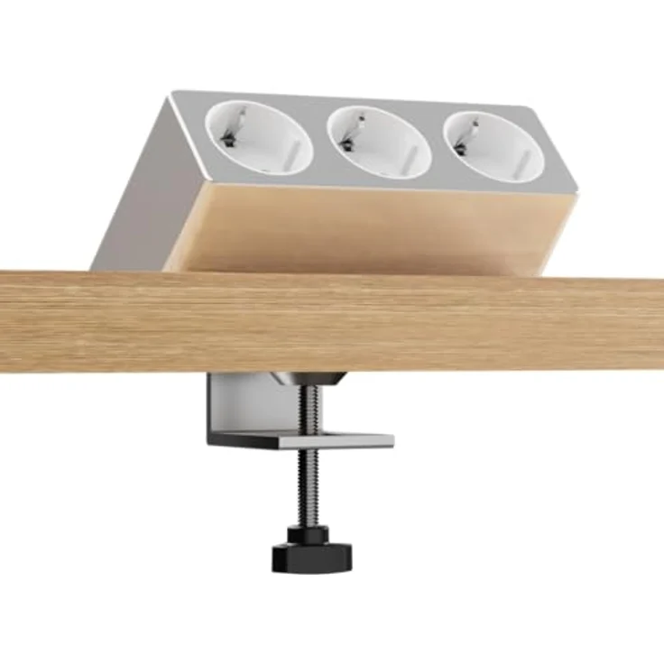 kalb Luxor 3-Fach Steckdose, EU-Schutzkontakt, 2m Kabel, Tischklemme, Untertischmontage, Bürosteckdose, Mehrfachsteckdose Tisch, 230VAC, Schreibtischsteckdose, Flexibel montierbar, Kabelmanagement, – Bild 1