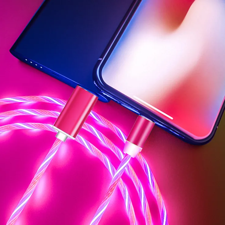 Kevin Frotscher Universal 3-in-1 magnetisches Ladekabel mit 3 Adaptern für iPhone, Samsung, Huawei, 1 Meter rot mit LED-Licht