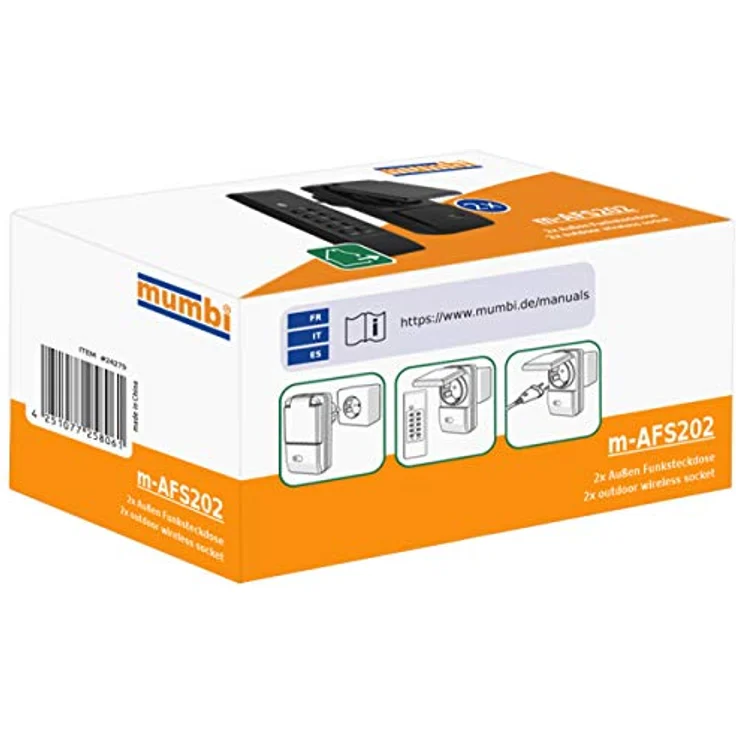 mumbi 2er Set Outdoor Funksteckdosen - 2 x Funksteckdose für Aussen + 1 x Fernbedienung - Plug & Play - 1100 Watt – Bild 3