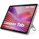 Lenovo Tab Tablet, 25,6 cm (10,1 Zoll), 4G LTE WUXGA (MediaTek Helio G85, 4 GB RAM, 64 GB, 60 Hz, Wi-Fi 5, Bluetooth 5.3, Android 14), Mondgrau, inklusive transparenter Hülle