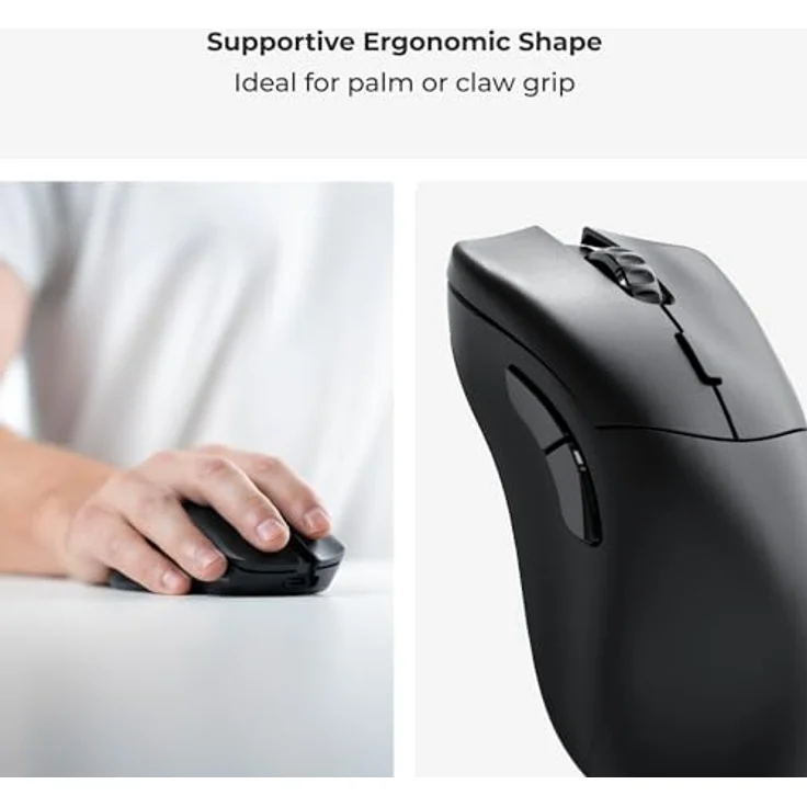 Glorious Gaming Model D 2 PRO 4K/8K Wireless Gaming Mouse – 2,4 GHz drahtlos, 4K/8K-Abruf, 100 Mio. Klicks, 62 g, Lange Akkulaufzeit, Sensor mit 26K DPI, ergonomisch, 6 Tasten, PTFE-Füße – Schwarz – Bild 2
