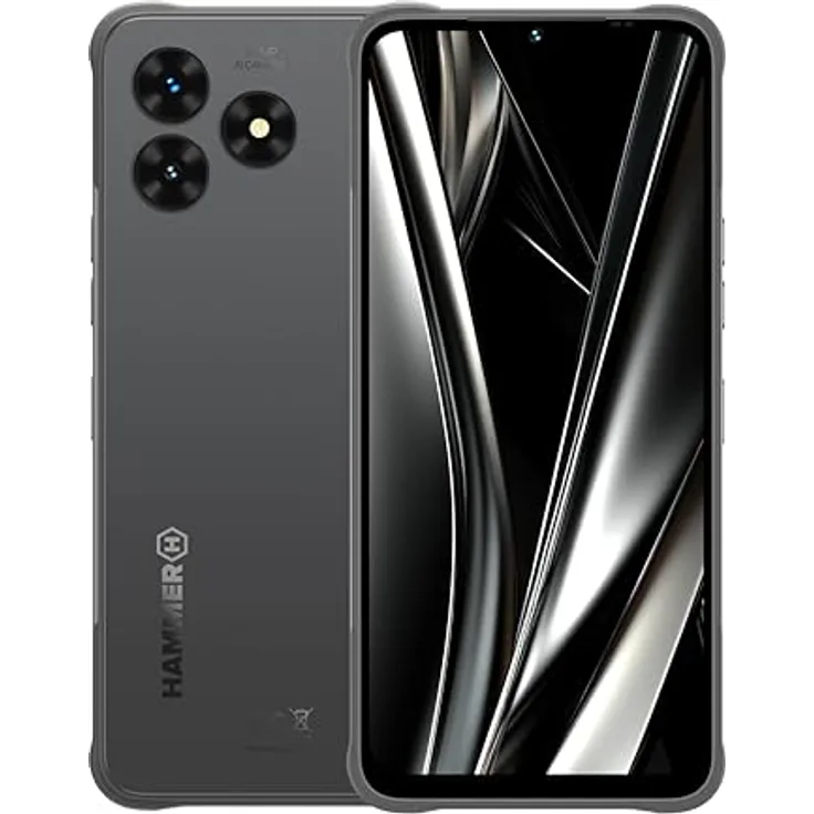 Hammer H Blade Va 5G Ultra-Robustes Smartphone, 6,56 Zoll, 128/1T GB, Android 14, 50mpx Kamera, NFC, Volte, Grau