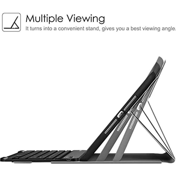 Fintie Tastatur Hülle für iPad 10.2 Zoll (9/8/ 7 Generation - 2021/2020/2019), Schutzhülle mit TPU Rückschale, Pencil Halter und magnetisch Abnehmbarer Tastatur mit QWERTZ Layout, Don't Touch, Schwarz – Bild 5