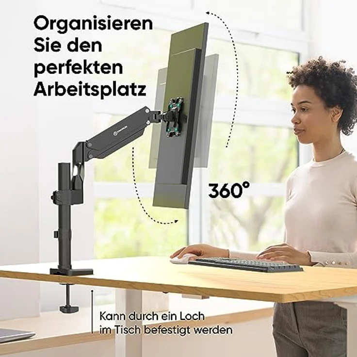 ONKRON VESA Monitor Halterung Tisch/Monitor Arm 1 Monitor schwenkbar für 13-34 Zoll Bildschirme 2-12 kg min VESA 75 x 75 max VESA 100x100 Tischhalterung G75-B Schwarz – Bild 4