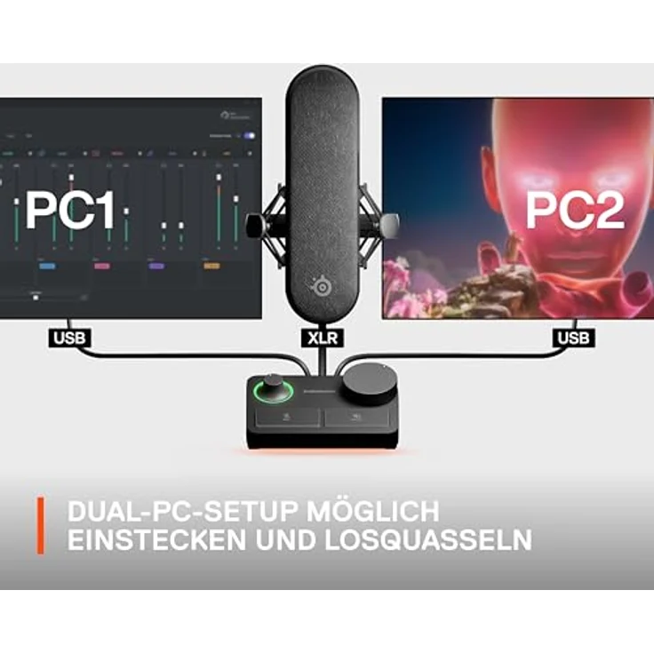 SteelSeries Alias Pro Kit – XLR-Mikrofon + Stream-Mixer – 3 Mal größere Kapsel fürs Gaming, Streaming und Podcasting – USB/XLR-Schnittstelle – Benutzerdefinierte Steuerung – RGB – Einzel- oder Dual-PC – Bild 5