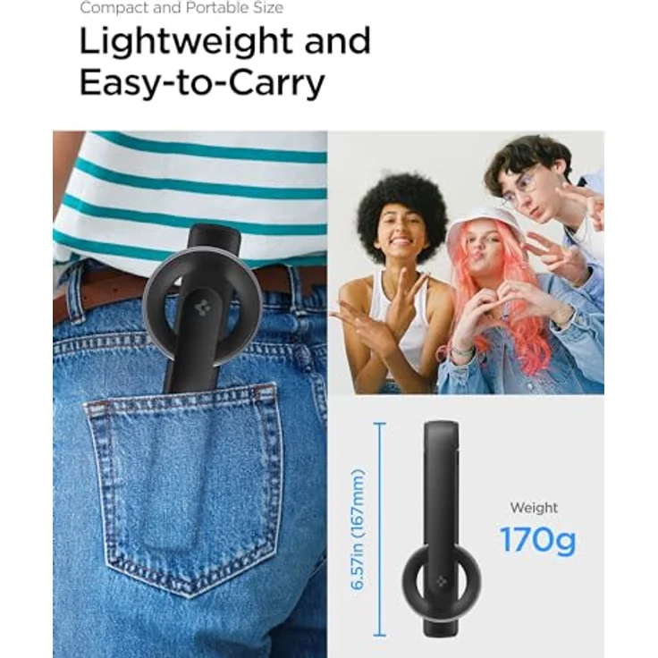 Spigen S571W MagSafe Tripod, Selfie Stick mit stabiler Konstruktion und Bluetooth-Fernbedienung, Schwarz – Bild 5