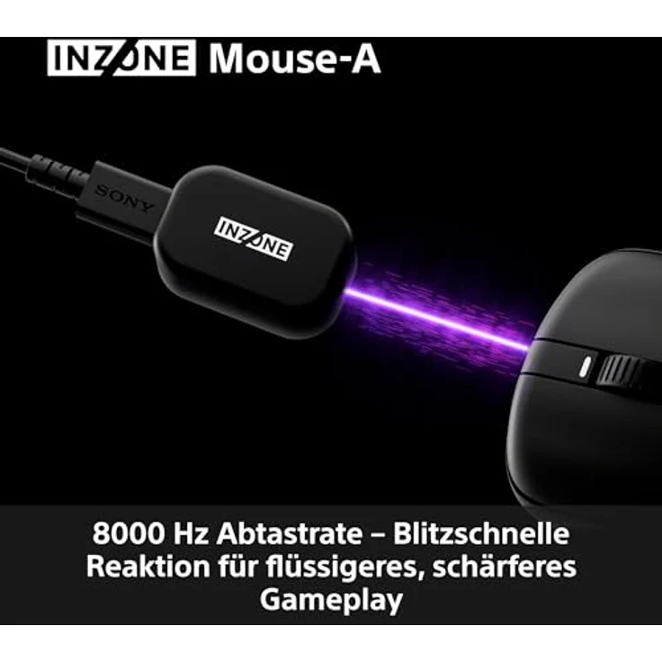 SONY INZONE Mouse-A Gaming Maus, ultraleicht 48,4g, 8000Hz Polling, 30K DPI, optische Schalter, kabellos, Schwarz – Bild 4