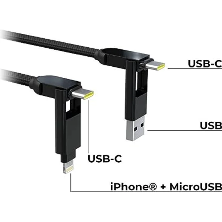 Rolling Square inCharge XL 2 m, Ladekabel, USB/Mikro-USB/Lightning, schwarz – Bild 2