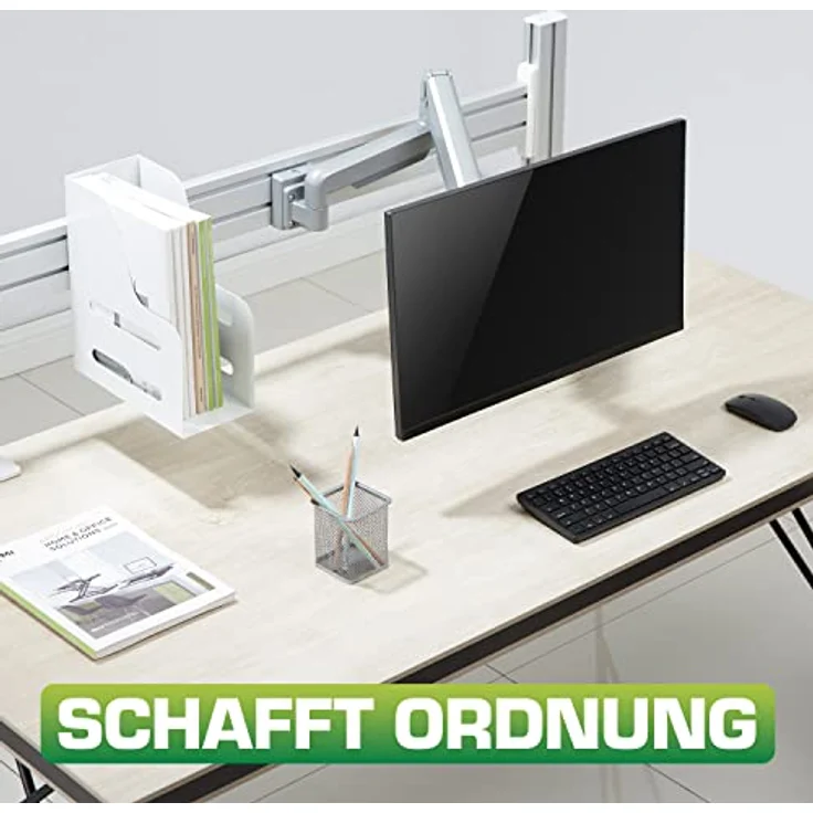 InLine Slatwall Befestigungssäulen aus Aluminium für Tischhalterung Panel 2er, Monitor Halterung, ca. 43 cm Höhe, Weiß – Bild 5