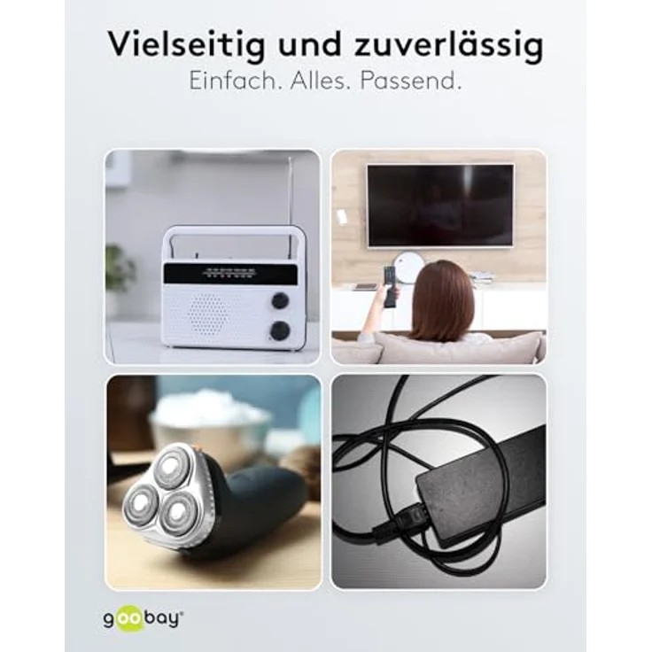 Goobay 51326 Euro Anschlusskabel, Netzkabel, Stromkabel, 2 adrig, Eurostecker (Typ C, E 7-16) > Gerätebuchse C7, 1,5m, weiß – Bild 5