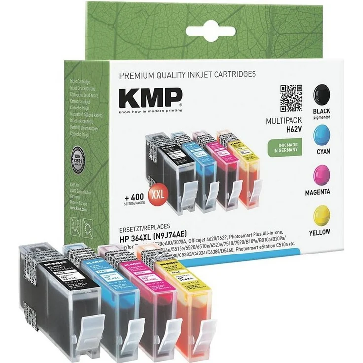 KMP Tintenpatrone Set, 4-tlg. (schwarz, cyan, magenta, gelb), ersetzt HP »SM596EE« Nr. 364 XL, bis zu 800 Seiten pro Patrone