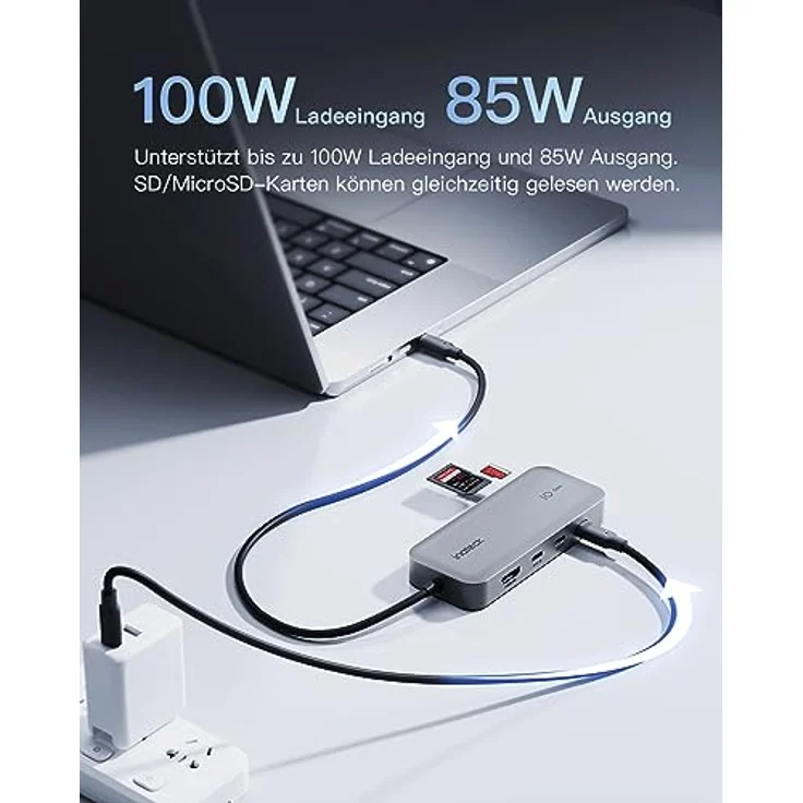 Inateck HB2030, 10 in 1 USB C Hub mit 4K 60Hz HDMI, 100W PD, 10Gbps USB 3.2 C, RJ45 Ethernet, SD/TF, kompatibel mit Windows, Linux und macOS – Bild 5