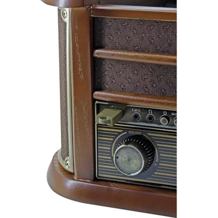 Soundmaster NR560 Nostalgie Stereoanlage mit Plattenspieler Kompaktanlage Bluetooth CD-Player MP3 USB Encoding Kassettenspieler 75-Ohm Anschluss, Schwarz – Bild 4