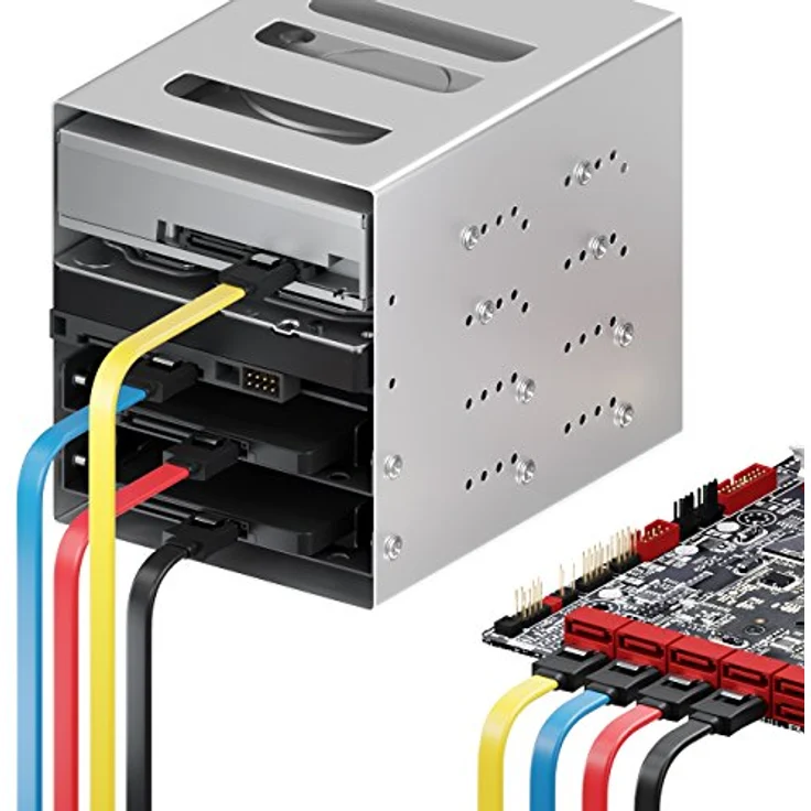 SET - 4x deleyCON [0,5m] S-ATA 3 Kabel - PREMIUM SATA 3 HDD / SSD Datenkabel mit Clip - 2x Stecker gerade - bis 6 Gbit/s - Länge: 50cm / Farbe: Gelb/Rot/Blau/Schwarz – Bild 6