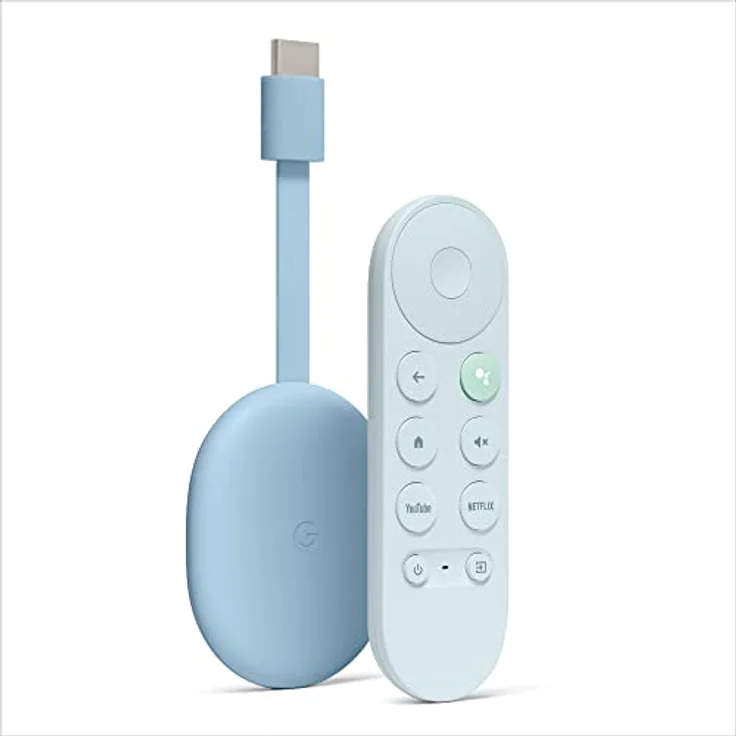 Chromecast mit Google TV (4K) Himmel - Bringt Unterhaltung per Sprachsuche auf deinen TV. Streame Filme, Serien oder Netflix in bis zu 4K HDR-Qualität. Einfach eingerichtet – Bild 1
