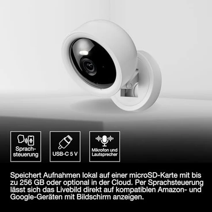 Osram SMART+ WIFI CAMERA FIXED, Netzwerkkamera mit 2560 x 1440 Pixeln, App-Fernzugriff, kompatibel mit Amazon Alexa, Weiss – Bild 3