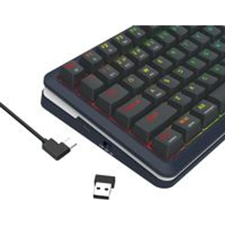 Redragon K708-RGB-PRO FLEKACT, Kabellose & Verkabelte RGB Gaming Tastatur, Hot-Swap kompatibel, 75%-Layout mit intelligentem LCD, Schwarz