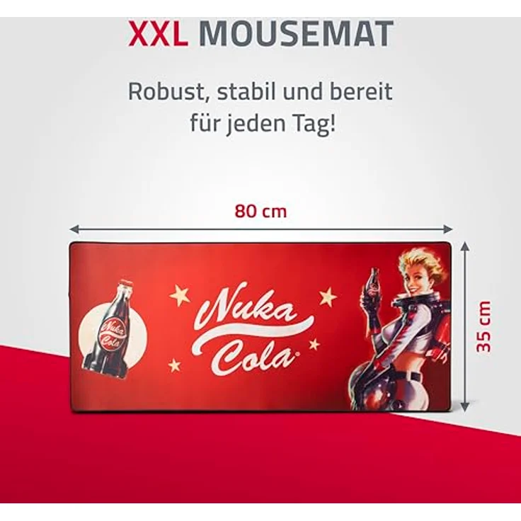 DEVplus Fallout XXL Mousepad Nuka Girl, Mausmatte 80 x 35 cm mit rutschfester Gummirückseite, offiziell lizenziert von Bethesda – Bild 2