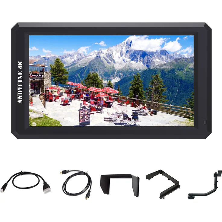 ANDYCINE A6, 5,7 Zoll DSLR-Kamera-Feldmonitor mit 450 Nits Helligkeit, 4K-HDMI-Eingang, DC 8 V Stromausgang und 3,5 mm Audioanschluss für Sony, Canon und Nikon DSLR-Kameras
