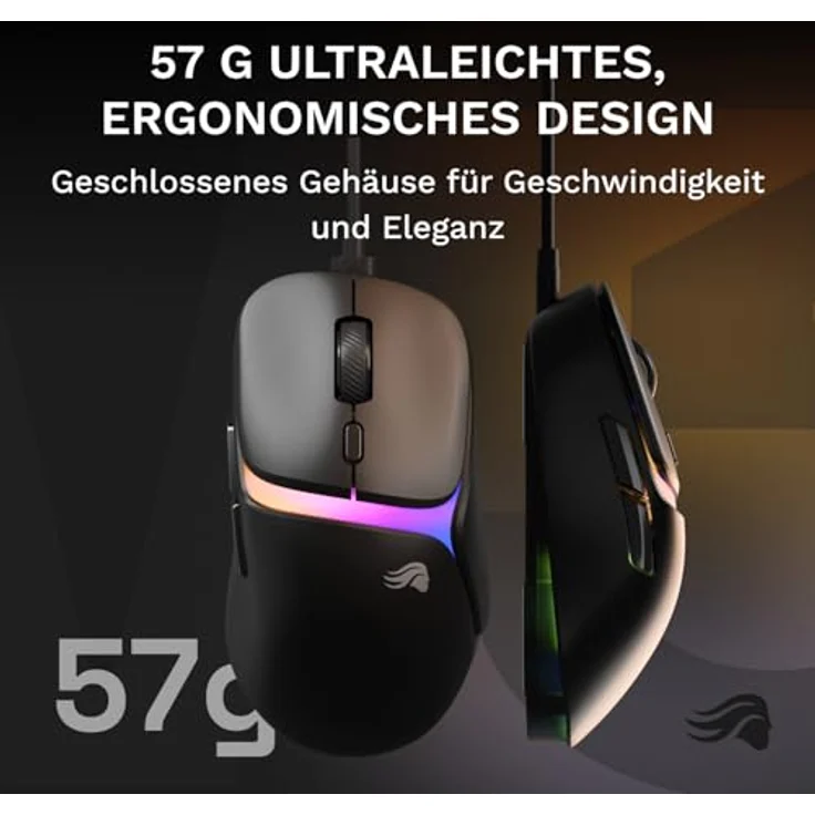GLORIOUS Model D3 Wired-Gaming-Maus, ultraleicht (57 g), 30K-DPI BAMF-3.0-Sensor, optische Klick-Switches (130 Mio. Klicks), RGB-Design, für alle Griffarten – Schwarz – Bild 5