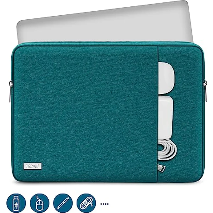 TECOOL Laptop Tasche Hülle für 12,3-13" Surface Pro und MacBook Air/Pro, wasserdicht mit weicher Polsterung, Teal – Bild 2