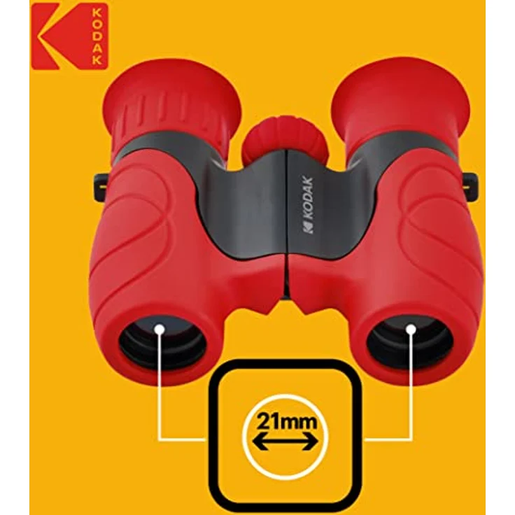 KODAK BCS100 Fernglas für Kinder, kompaktes Binokular für Kinder, weiches Radiergummi, 8-fache Vergrößerung, Rot – Bild 3
